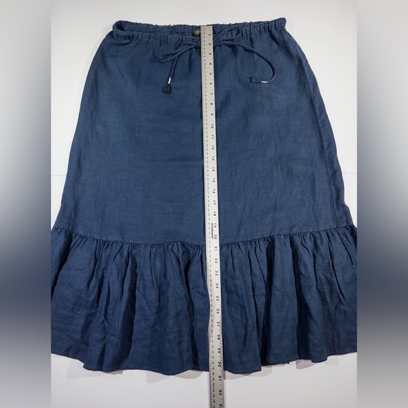 Tommy Bahama 100% Linen Navy Drawstring Midi Skirt Resort Style - Picture 10 of 10